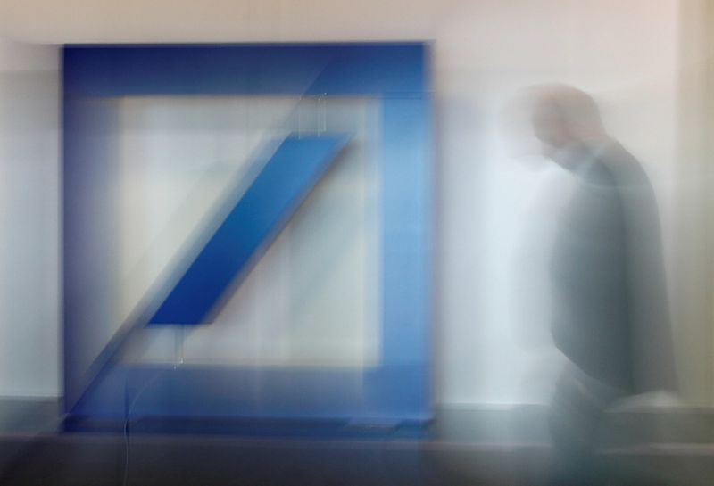 FILE PHOTO: The logo of Germany’s Deutsche Bank is on