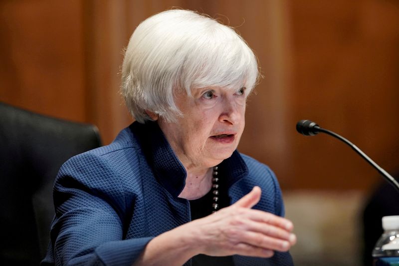 FILE PHOTO: U.S. Treasury Secretary Janet Yellen answers questions during