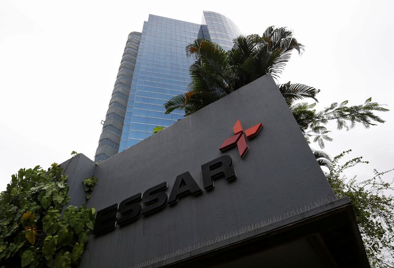 FILE PHOTO: The logo of Essar group is seen at