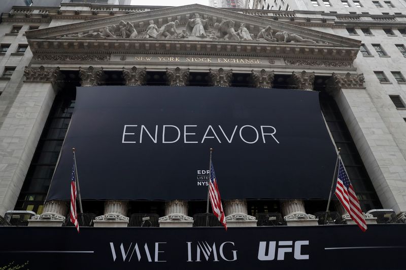 The Endeavor Group Holdings Inc. (EDR) logo hangs from the