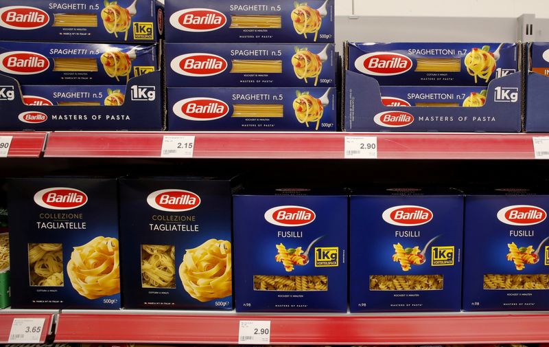 FILE PHOTO: Pasta products of Italian producer Barilla are displayed