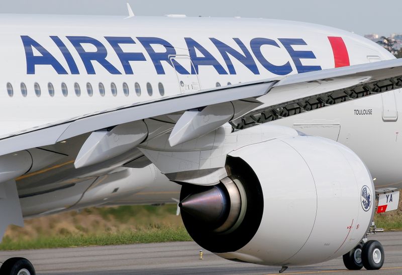FILE PHOTO: The first Air France Airbus A350 prepares to