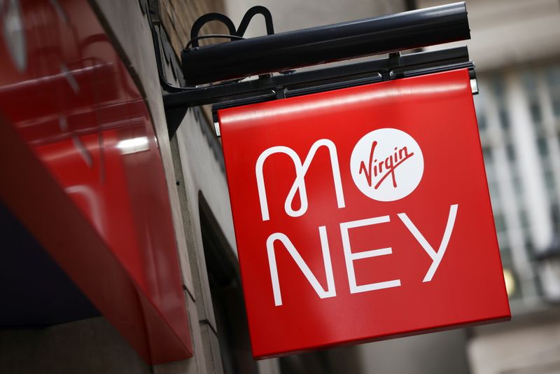 Signage on display outside of a Virgin Money store in