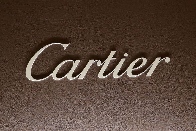 FILE PHOTO: The logo of Cartier is pictured at the