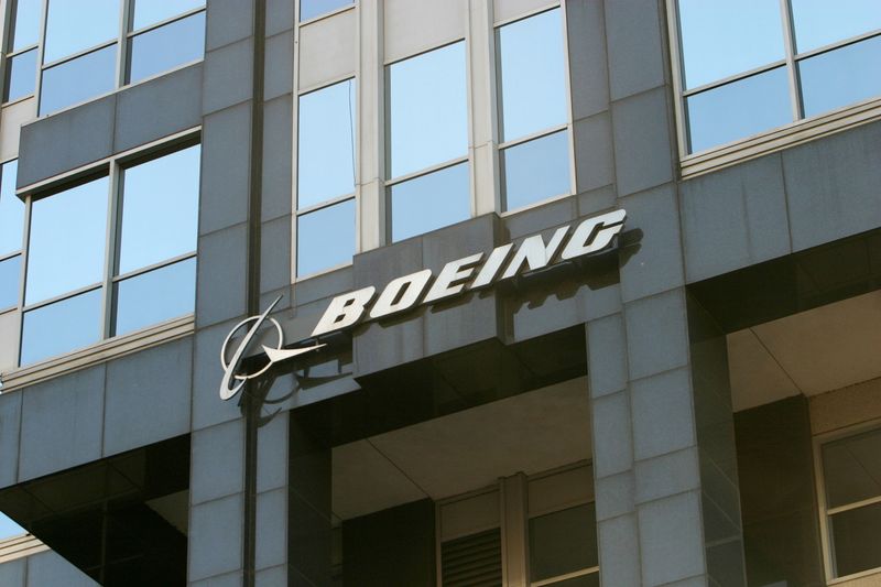 FILE PHOTO: The Boeing logo is seen on the world