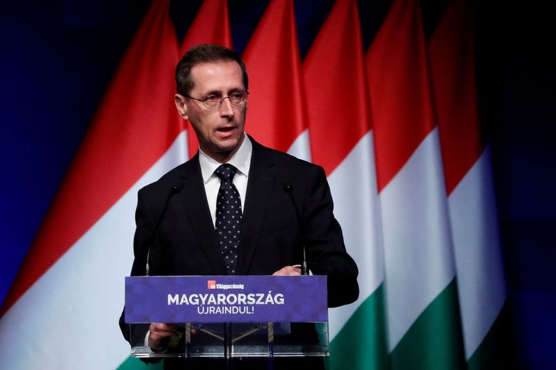 FILE PHOTO: Hungarian Finance Minister Varga attends a business conference