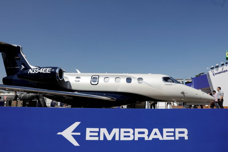 FILE PHOTO: Embraer Phenom 300E aircraft at LABACE in Sao
