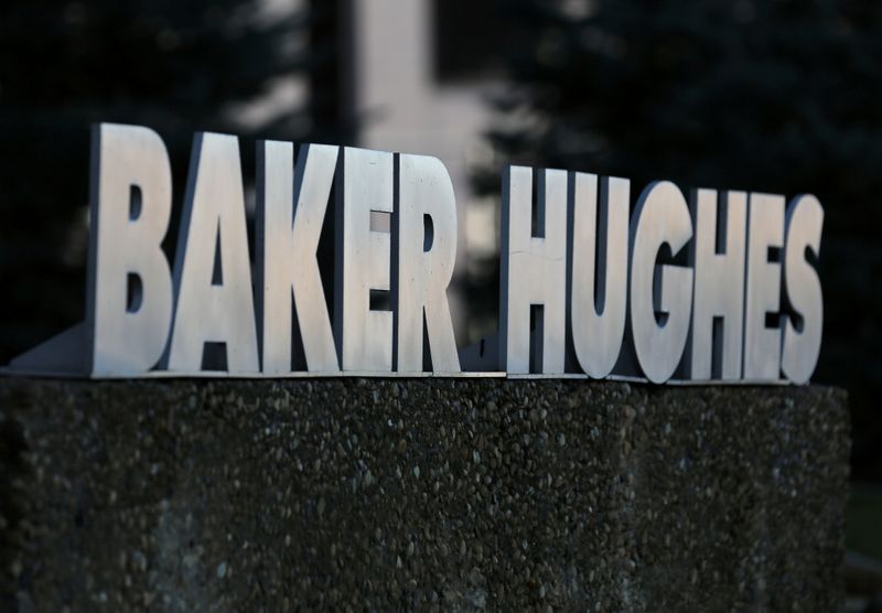 FILE PHOTO: A Baker Hughes sign is displayed outside the