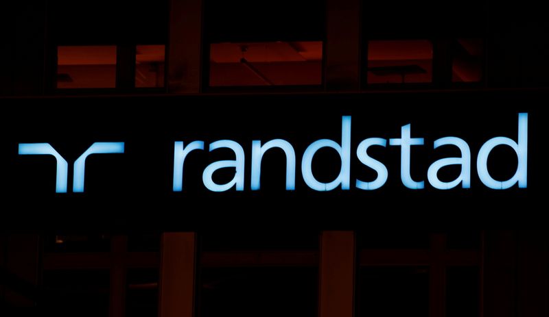 FILE PHOTO: Logo of personnel service provider Randstad is seen