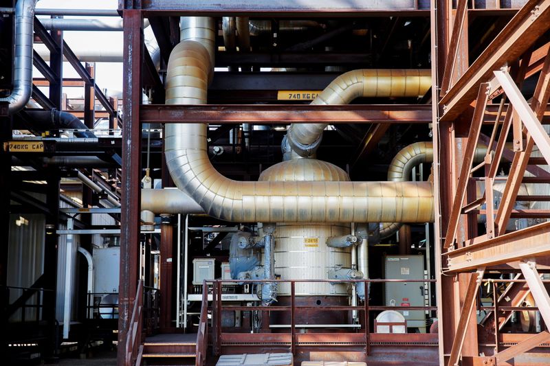 FILE PHOTO: Pipes run through Shell’s new Quest Carbon Capture