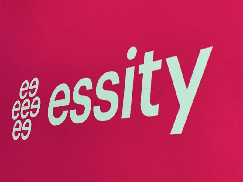FILE PHOTO: Essity sign is seen in Stockholm
