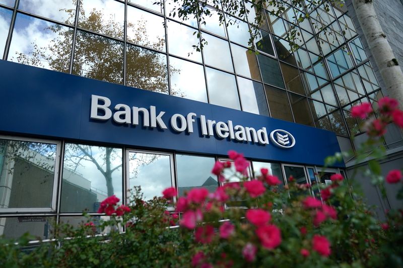 Signage is seen outside a branch of the Bank of