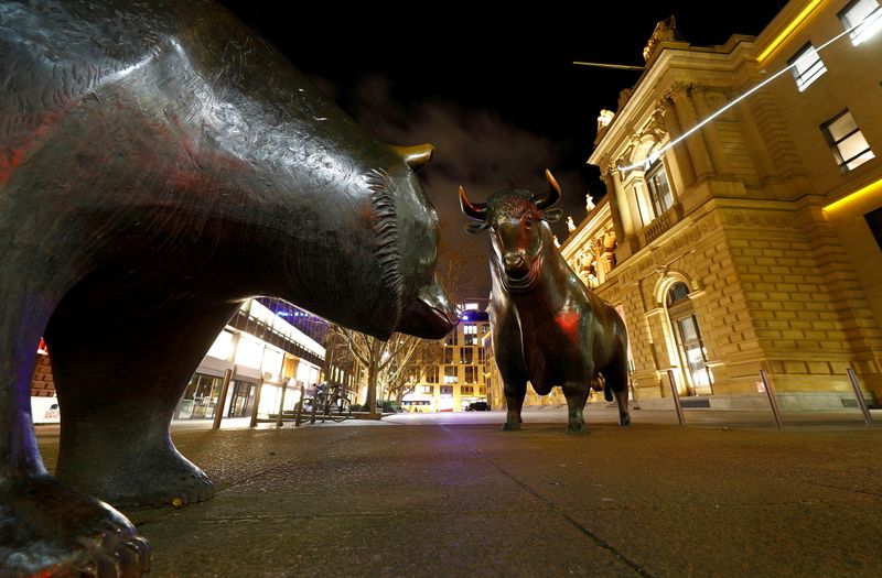 FILE PHOTO: Bull and bear symbols for successful and bad
