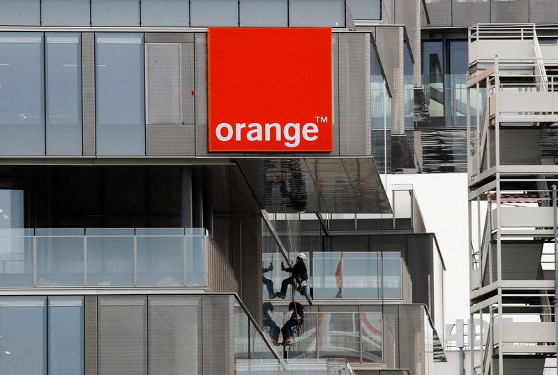 FILE PHOTO: The logo of French telecom operator Orange is