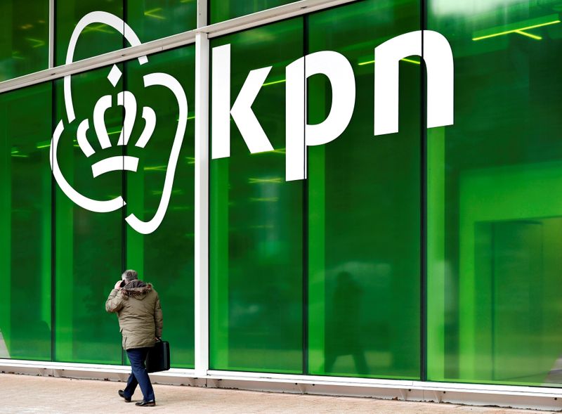 FILE PHOTO: KPN logo is seen at its headquarters in