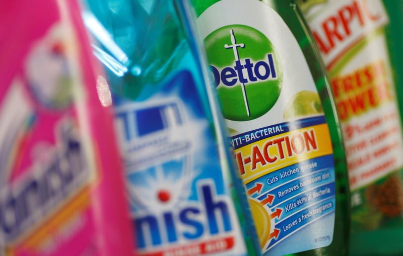FILE PHOTO: Products produced by Reckitt Benckiser are seen in