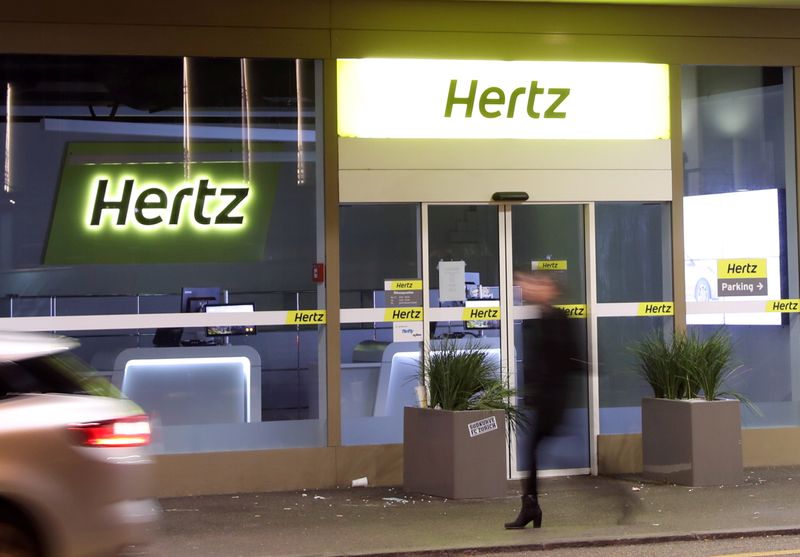 FILE PHOTO: The logo of car rental company Hertz is