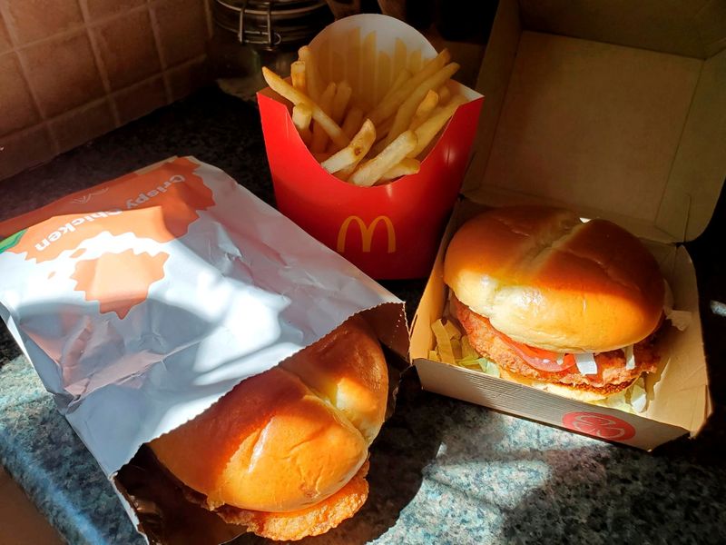 FILE PHOTO: McDonald’s Crispy Chicken Sandwiches and fries are pictured