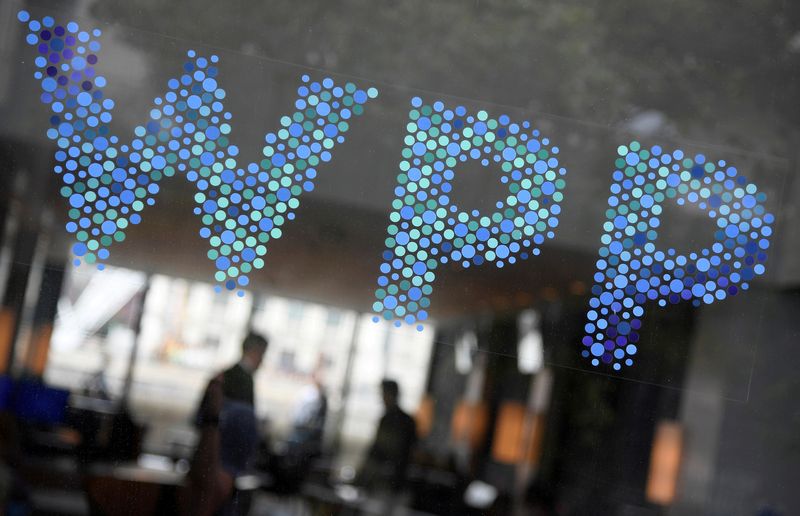 FILE PHOTO: Branding signage is seen for WPP, the world’s
