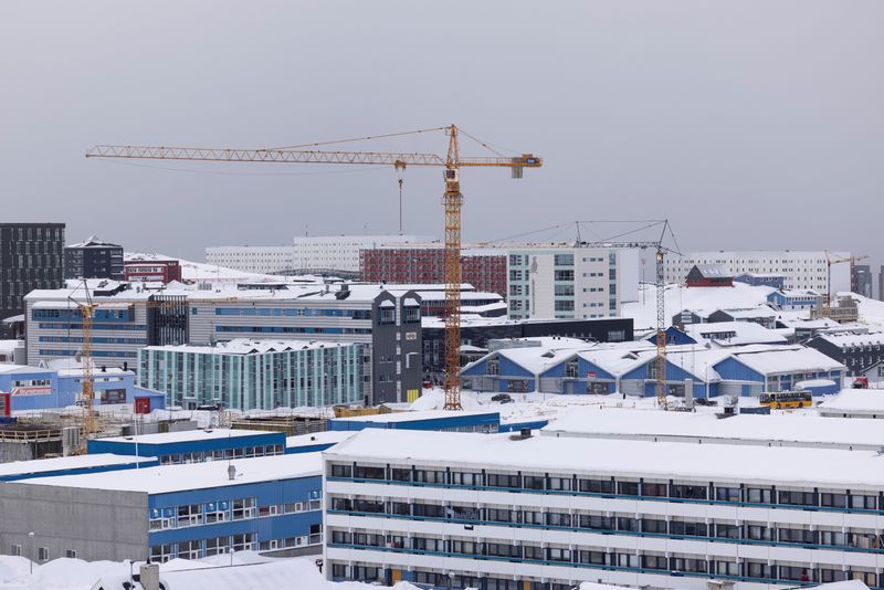 Construction cranes are seen in Nuuk