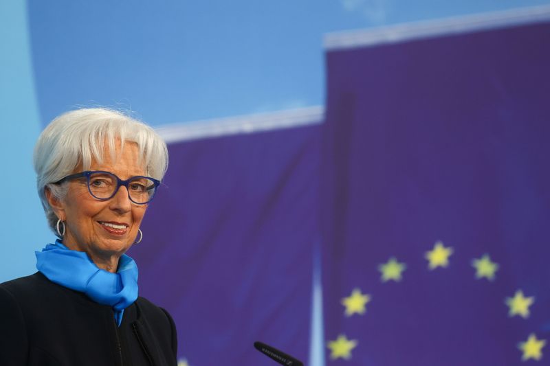 ECB President Lagarde takes part in a news conference, in