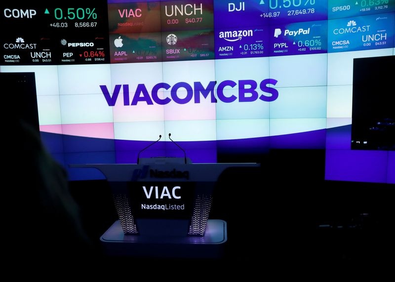 FILE PHOTO: The ViacomCBS logo is displayed at the Nasdaq