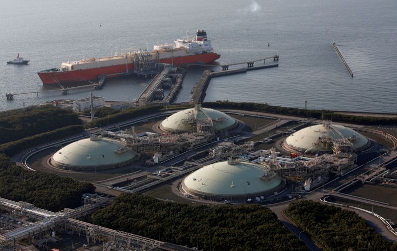 FILE PHOTO: Liquefied natural gas storage tanks and a membrane-type