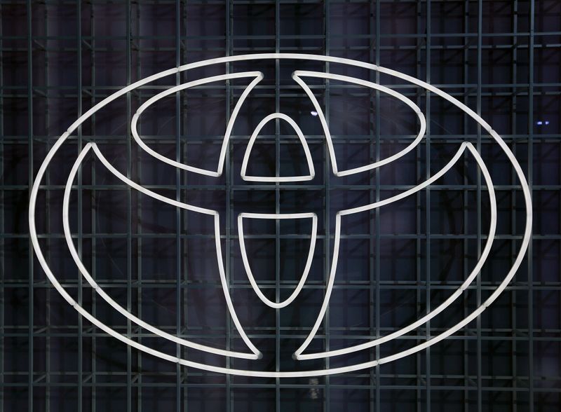 Toyota logo is seen in Tokyo Motor Show in Tokyo