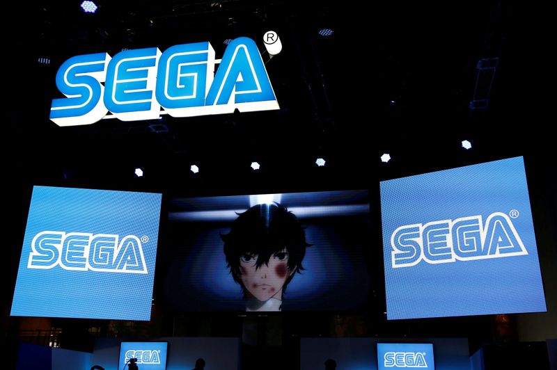 FILE PHOTO: Sega logos are pictured at Tokyo Game Show