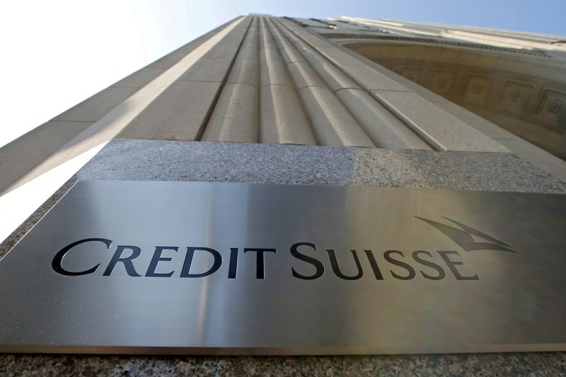 FILE PHOTO: A Credit Suisse sign is seen on the