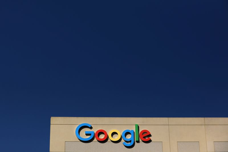 FILE PHOTO: Google logo on office building in Irvine, California