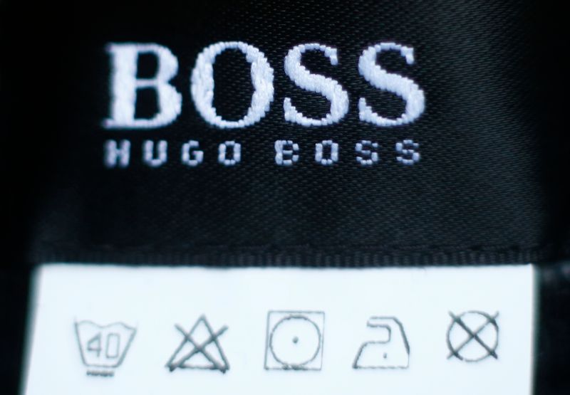 The logo of German fashion house Hugo Boss is seen