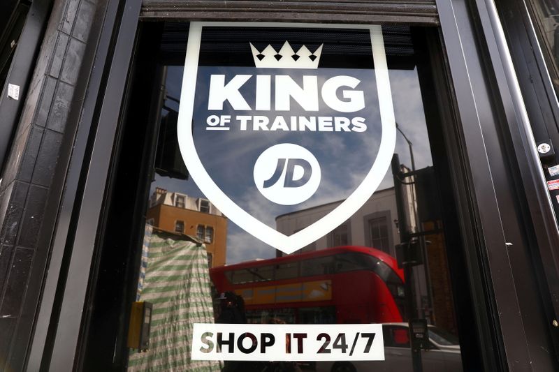 FILE PHOTO: A JD Sports sign at one of the