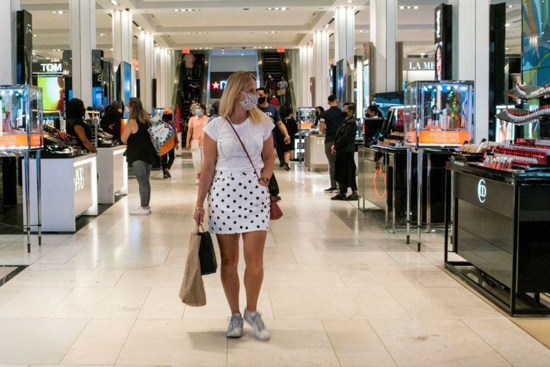 FILE PHOTO: Shoppers visit Macy’s flagship store in New York