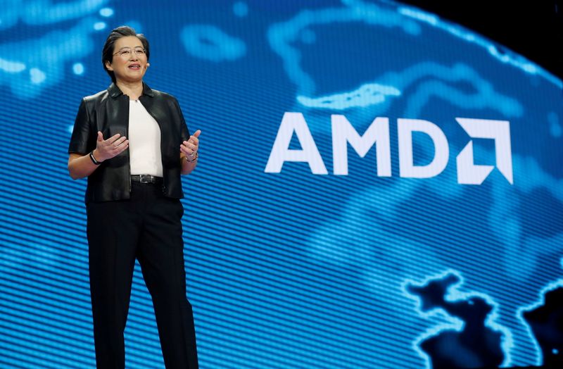 FILE PHOTO: Lisa Su, president and CEO of AMD, gives