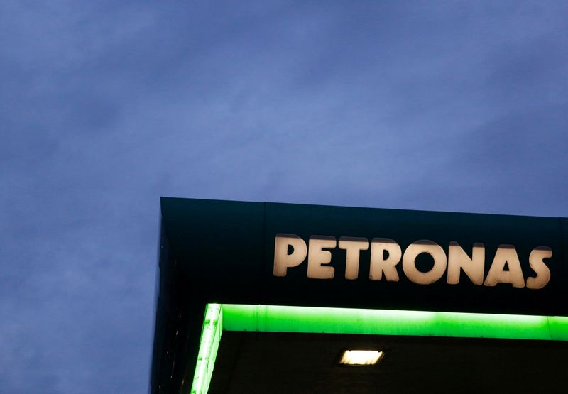 FILE PHOTO: A logo of a Petronas fuel station is
