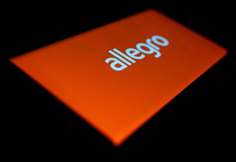 FILE PHOTO: Allegro logo is seen on the smartphone in
