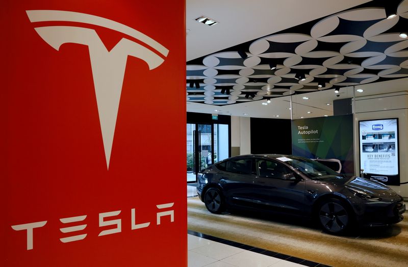 FILE PHOTO: A Tesla model 3 car is seen in
