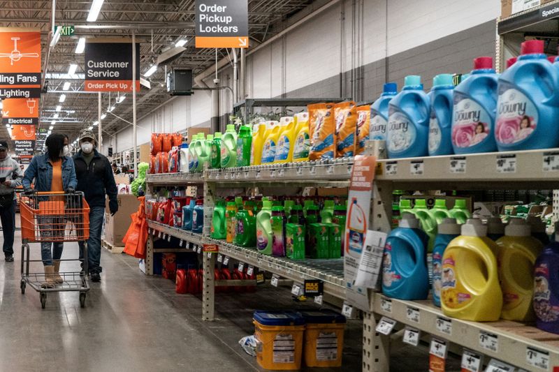 FILE PHOTO: Shoppers browse in a Home Depot building supplies