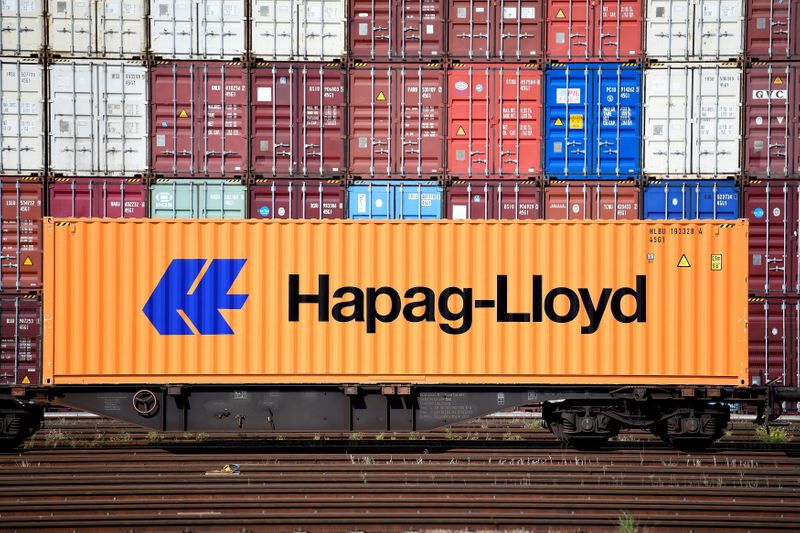 FILE PHOTO: A Hapag-Lloyd container is pictured at a loading