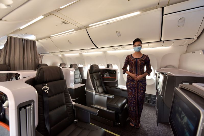 A view of the Business Class cabin during Singapore Airlines’