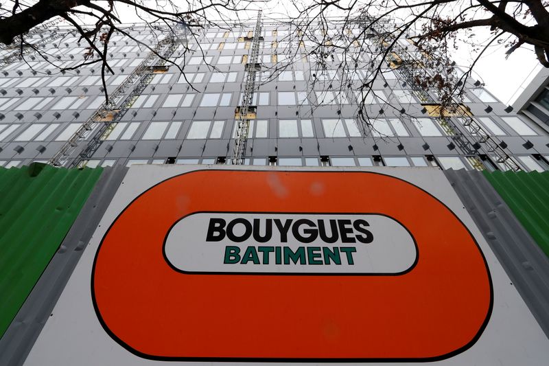 FILE PHOTO: A Bouygues company logo is seen on a