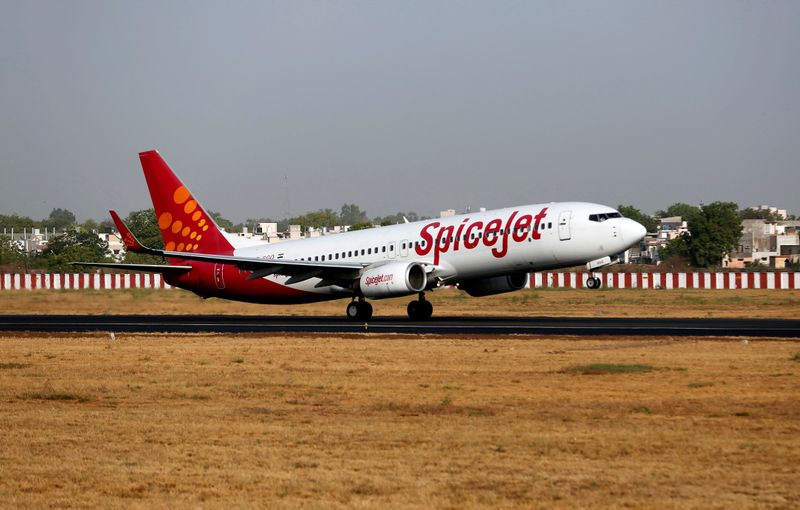 FILE PHOTO: A SpiceJet Boeing 737 passenger aircraft takes off