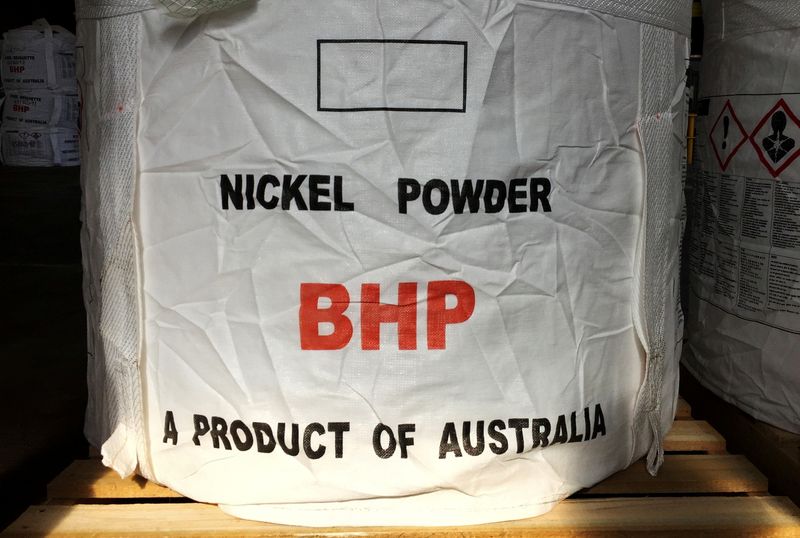 FILE PHOTO: A tonne of nickel powder made by BHP