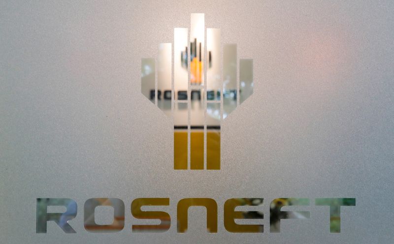 FILE PHOTO: The logo of Russia’s oil company Rosneft is