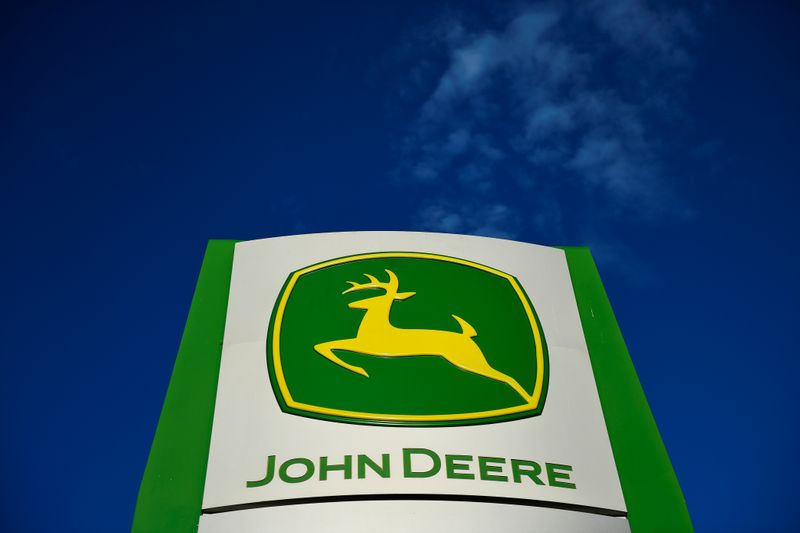 The leaping deer trademark logo is seen on a sign