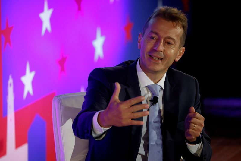 FILE PHOTO: Airbus CEO Guillaume Faury takes part in a