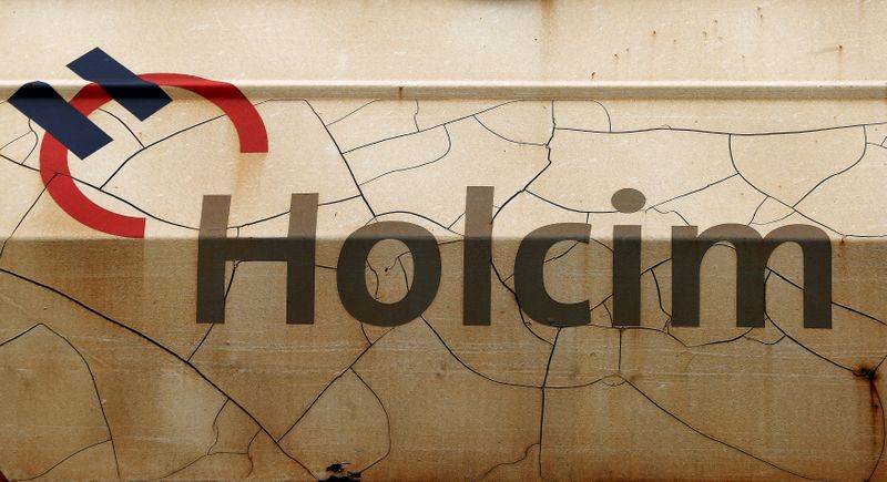 FILE PHOTO: The logo of Swiss cement maker Holcim is