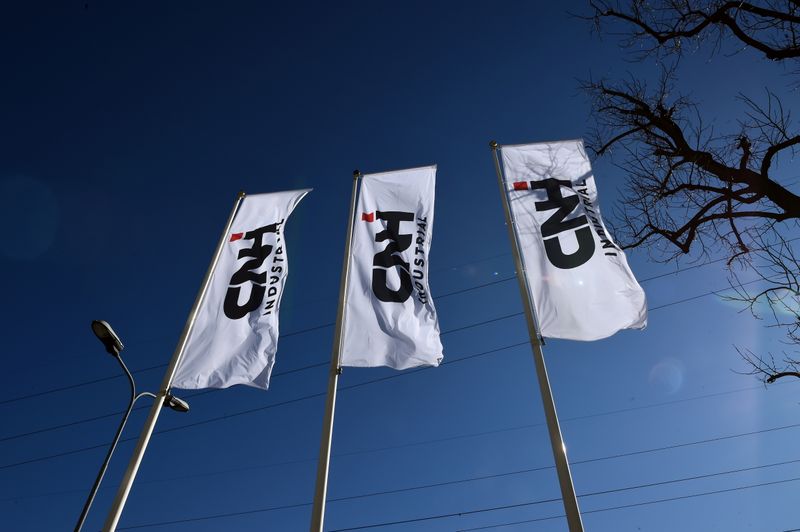 FILE PHOTO: Flags at truck and tractor maker CNH Industrial