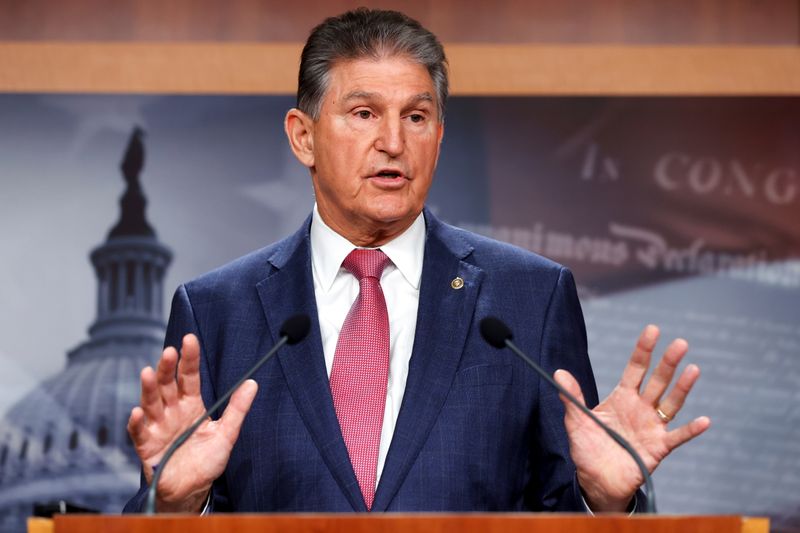 U.S. Senator Manchin delivers remarks to reporters at the U.S.